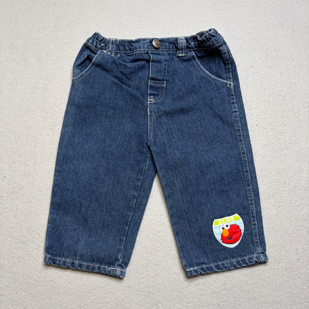 Sesame Street Jeans Unisex‎ 12M Blue Elmo Patch Vintage Kidcore Denim Pants